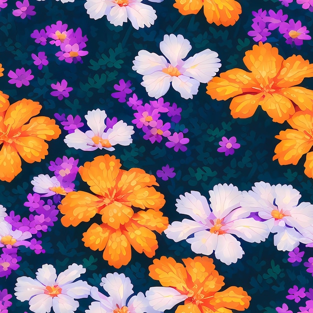 Floral Seamless Repeat Pattern Design Flowers for textile design fabric printing Generative AI