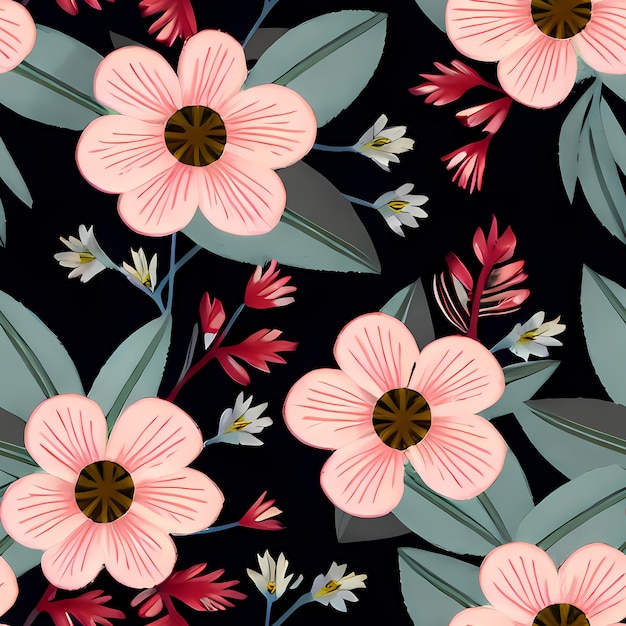 Floral Seamless Repeat Pattern Design Flowers for textile design fabric printing Generative AI