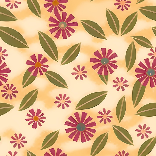 Floral Seamless Repeat Pattern Design Flowers for textile design fabric printing Generative AI