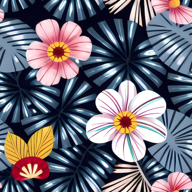 Floral Seamless Repeat Pattern Design Flowers for textile design fabric printing Generative AI