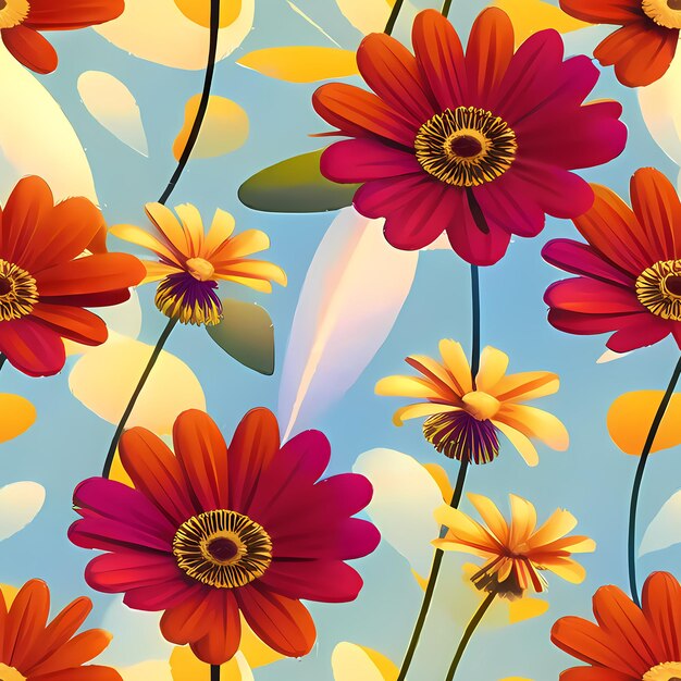 Floral Seamless Repeat Pattern Design Flowers for textile design fabric printing Generative AI