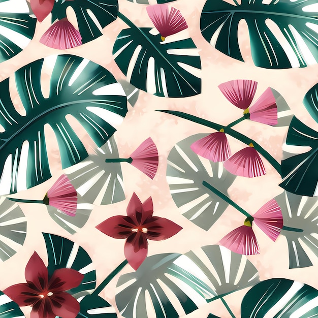 Floral Seamless Repeat Pattern Design Flowers for textile design fabric printing Generative AI