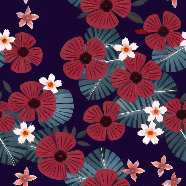 Floral Seamless Repeat Pattern Design Flowers for textile design fabric printing Generative AI