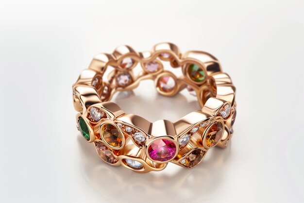 Photo floral shaped rose gold ring