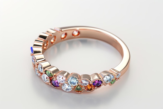 Photo floral shaped rose gold ring