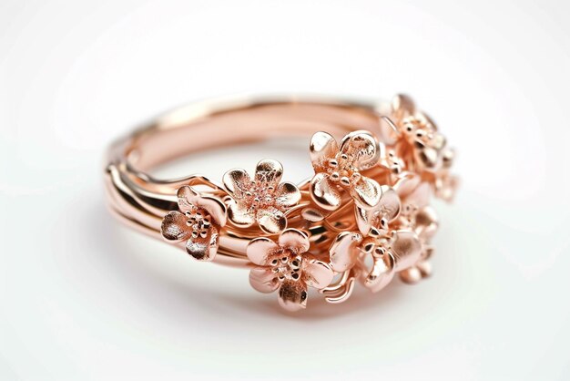 Photo floral shaped rose gold ring