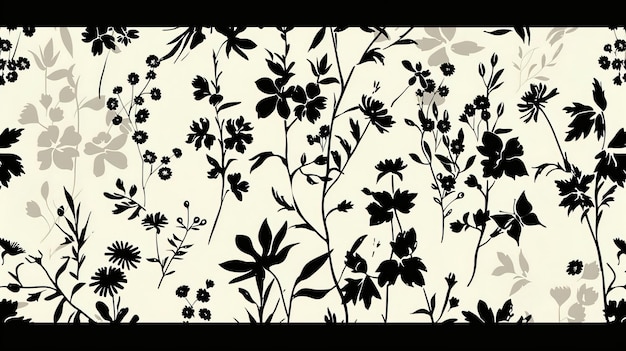 Photo floral silhouettes seamless pattern wallpaper