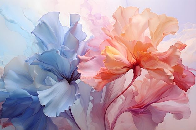 floral smooth pastel themed colorful and vibrant washed out watercolor splash paint wallpaper