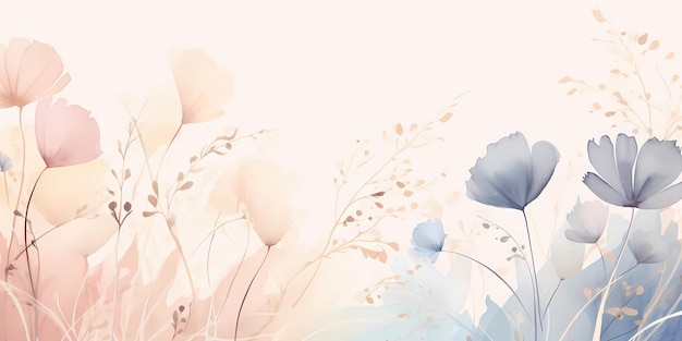 Floral spring background with watercolor flowers Hand drawn vector illustration