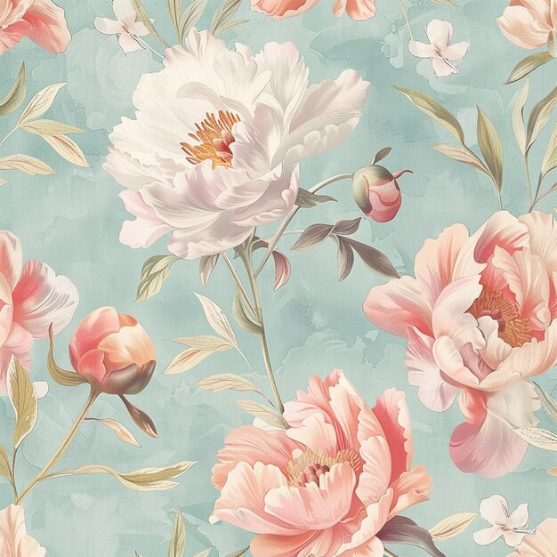 Photo a floral wallpaper with a flower design by person