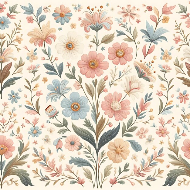 a floral wallpaper with flowers and leaves