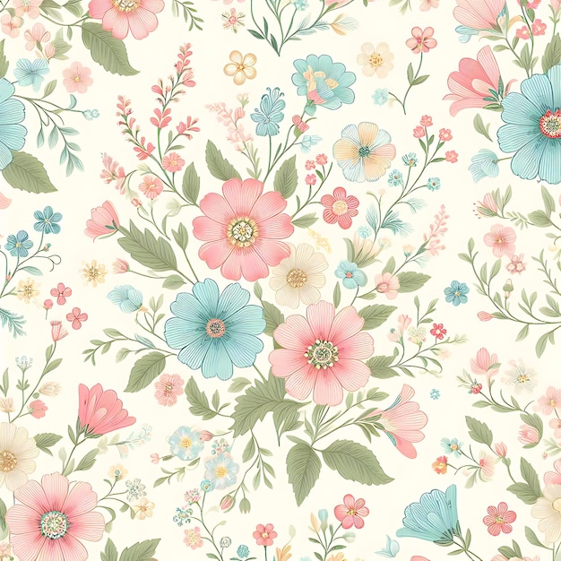 a floral wallpaper with flowers and leaves