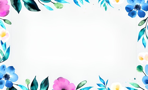 Floral Watercolor Frame against a Vibrant Background