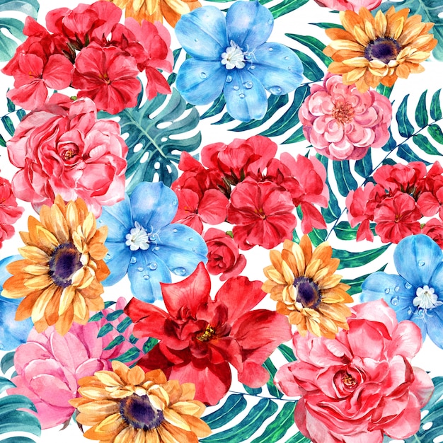  floral watercolor seamless pattern. 