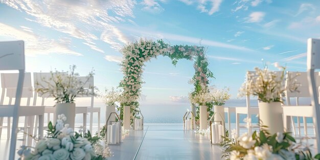 Floral wedding arch in nature Generative AI