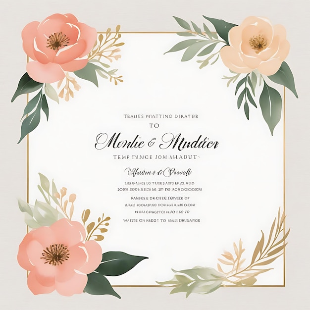 floral wedding invitation poster template