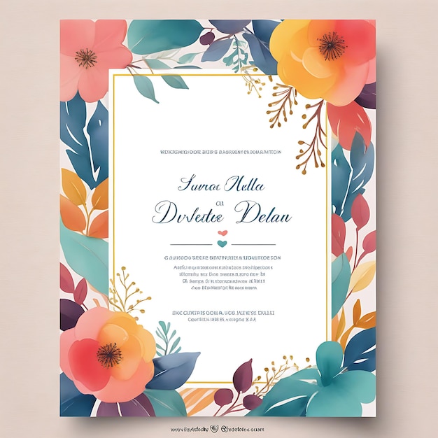 floral wedding invitation poster template