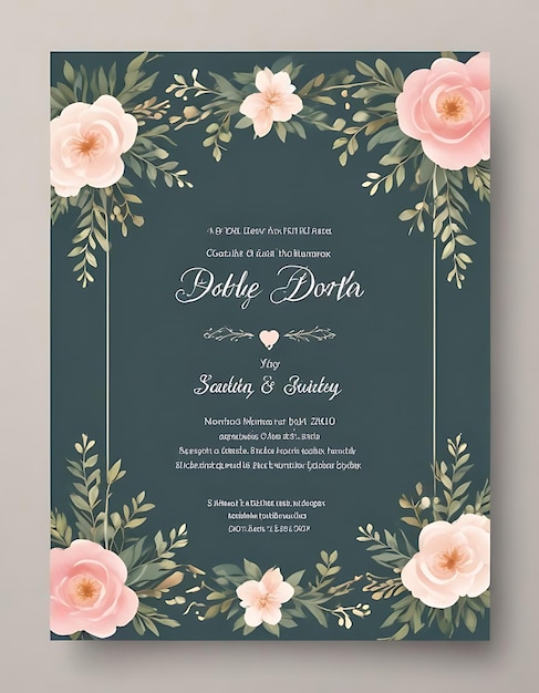 Floral wedding invitation poster template