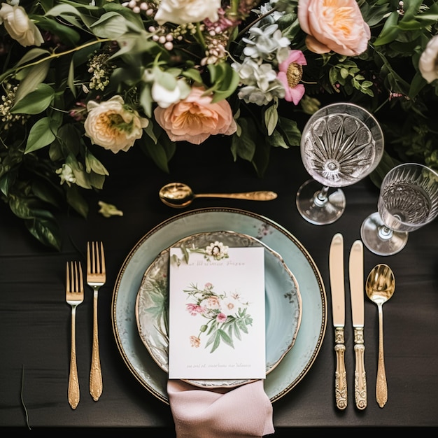 Floral wedding table decor holiday tablescape and dinner table setting formal event decoration for wedding reception family celebration English country and home styling