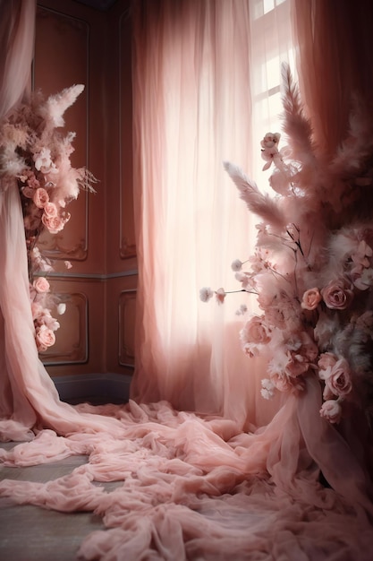 floral wings photo backdrop cinematic scene