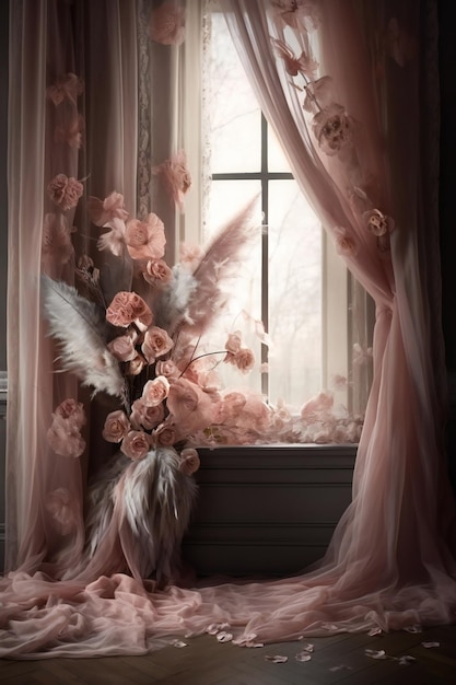 floral wings photo backdrop cinematic scene