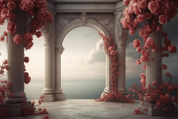 floral wings photo backdrop cinematic scene