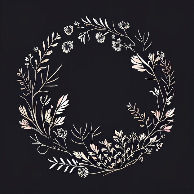 Photo floral wreath logo simple mockup illustration generative ai