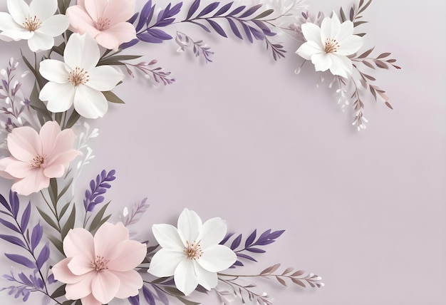 a floral wreath with flowers on it and a pink background