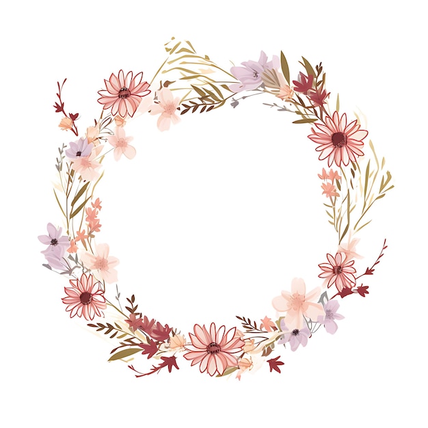 Photo a floral wreath with flowers and leaves on it is decorated with pink flowers