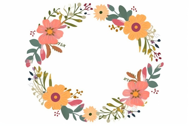 A floral wreath with orange and pink flowers.