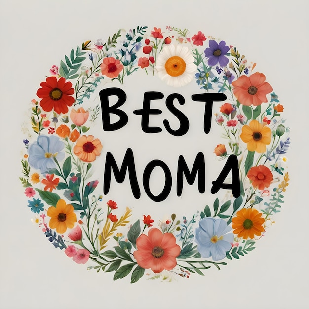 Photo a floral wreath with the words best mom on it