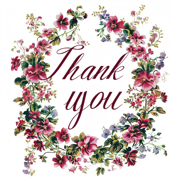 Photo a floral wreath with the words thank you on it