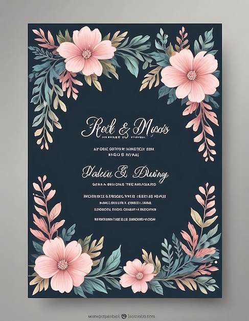 Photo floralthemed wedding invitation card design