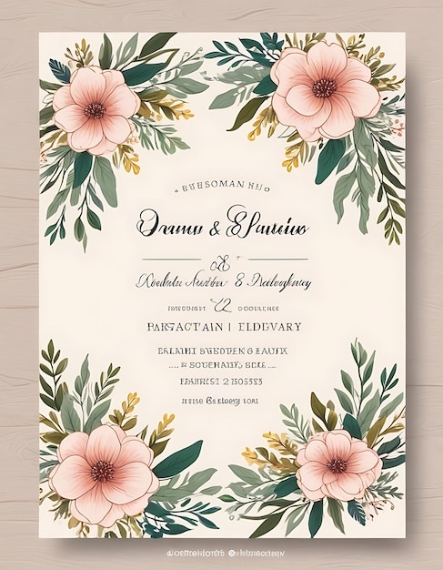 Photo floralthemed wedding invitation card design