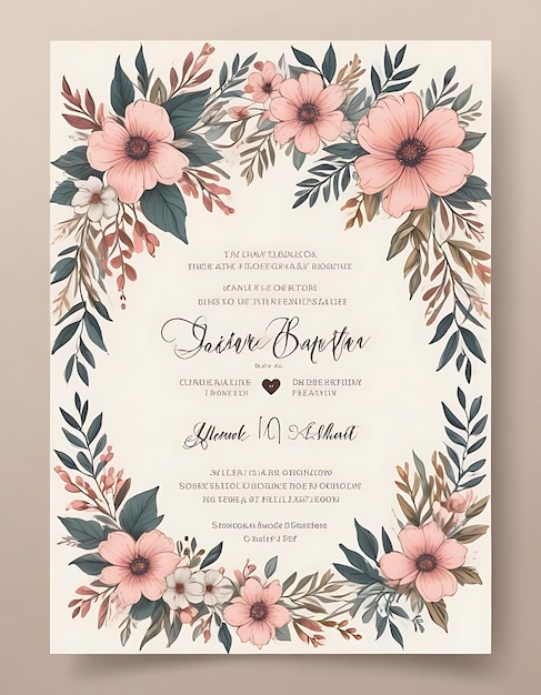 FloralThemed Wedding Invitation Card Design