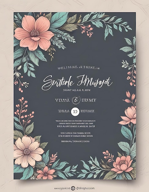 Photo floralthemed wedding invitation card design