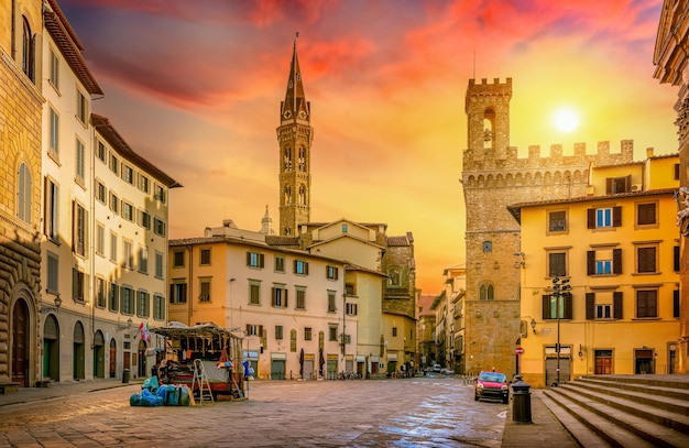 Florence street in evening