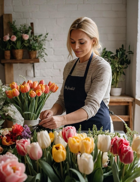 Florist counts and records flowers