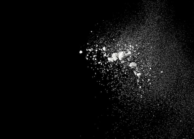 Flour on black background