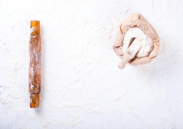 Flour the Board and rolling pin.Ingredients for baking.