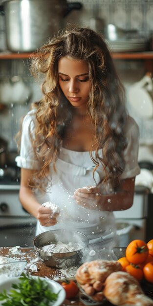 Flour Mill Worker Sifting Flour