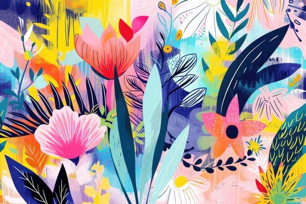 Flourishing Botanical Inspired Abstract Painting with Soft Edges and Dreamy Backdrop