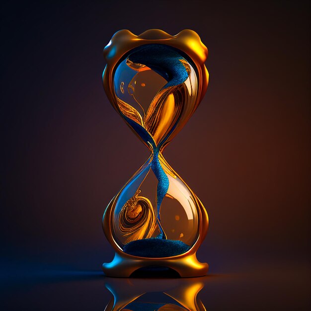 the flow of golden sand in the hourglass generated AI