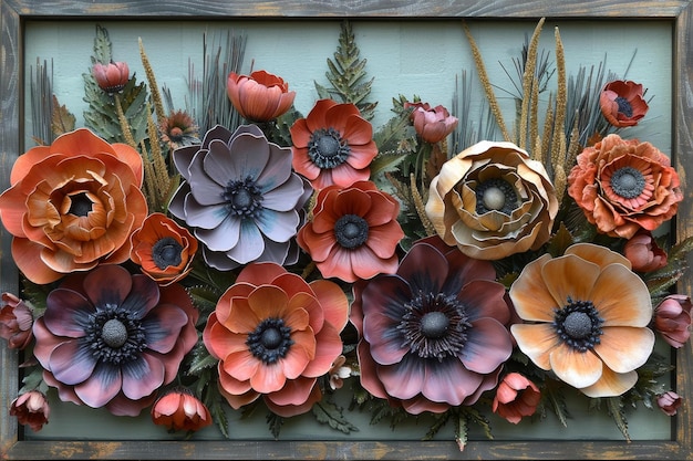 Flower Arrangement Artwork in Frame