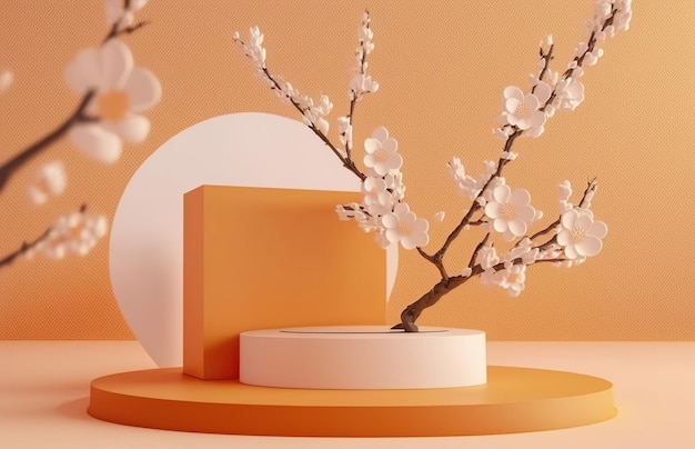 A flower arrangement in an orange background