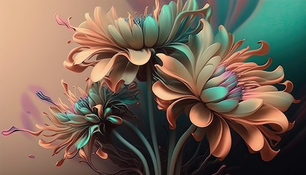 Flower background delicate pastel floral pattern top view Generative AI