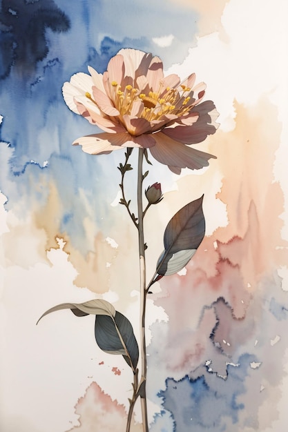 Flower background watercolor botanical illustration spring season