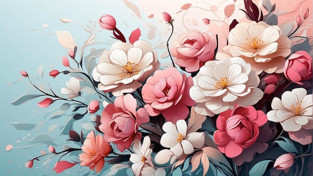 Flower Background With Colorful Flower Wallpaper Illustration Presentation Template