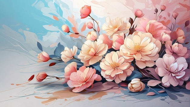 Flower Background With Colorful Flower Wallpaper Illustration Presentation Template