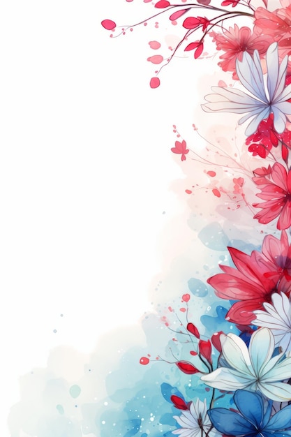 Flower background with space for text watercolor floral illustration